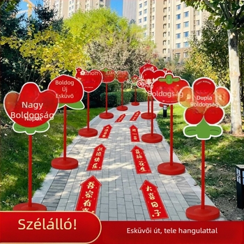 Esküvői díszítő táblák ajtókhoz és útvonalakhoz vidéki helyszínekre – műanyag, cartoon mintázat, akasztó ragasztószalaggal, karton csomagolás, esküvőre