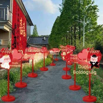 Esküvői díszítő táblák ajtókhoz és útvonalakhoz vidéki helyszínekre – műanyag, cartoon mintázat, akasztó ragasztószalaggal, karton csomagolás, esküvőre