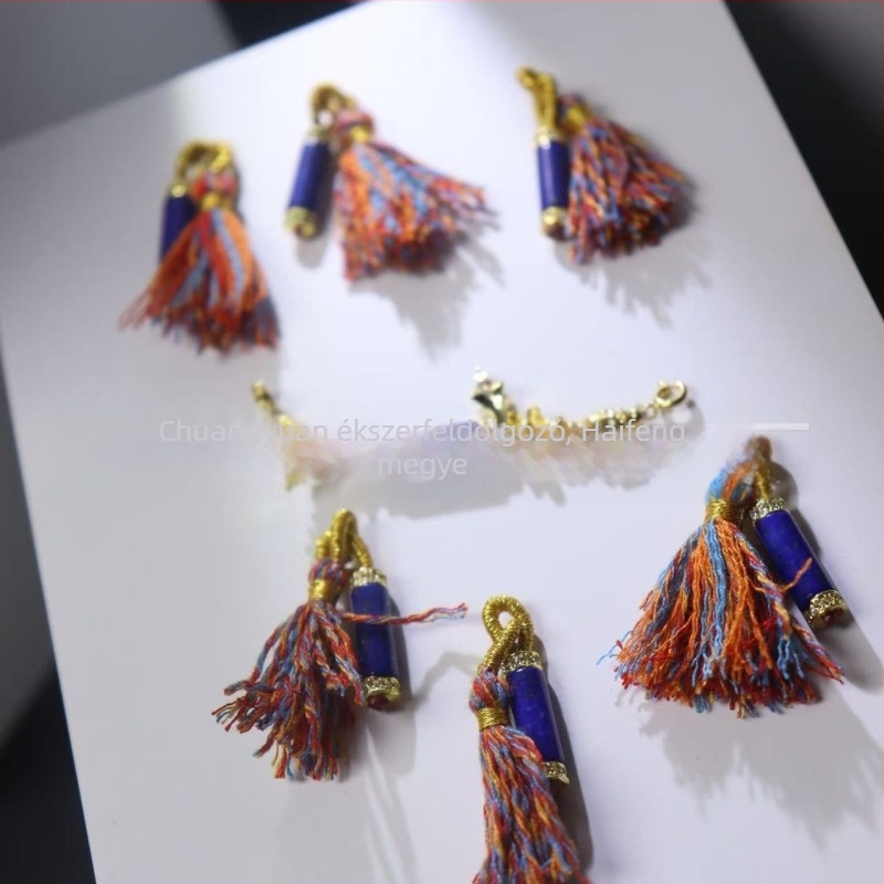 DIY Ékszerkészlet: Lapis Lazuli kerek gyöngyök aranyozott beültetésekkel, 8K aranyozott, karkötő és nyaklánc dekorálásához