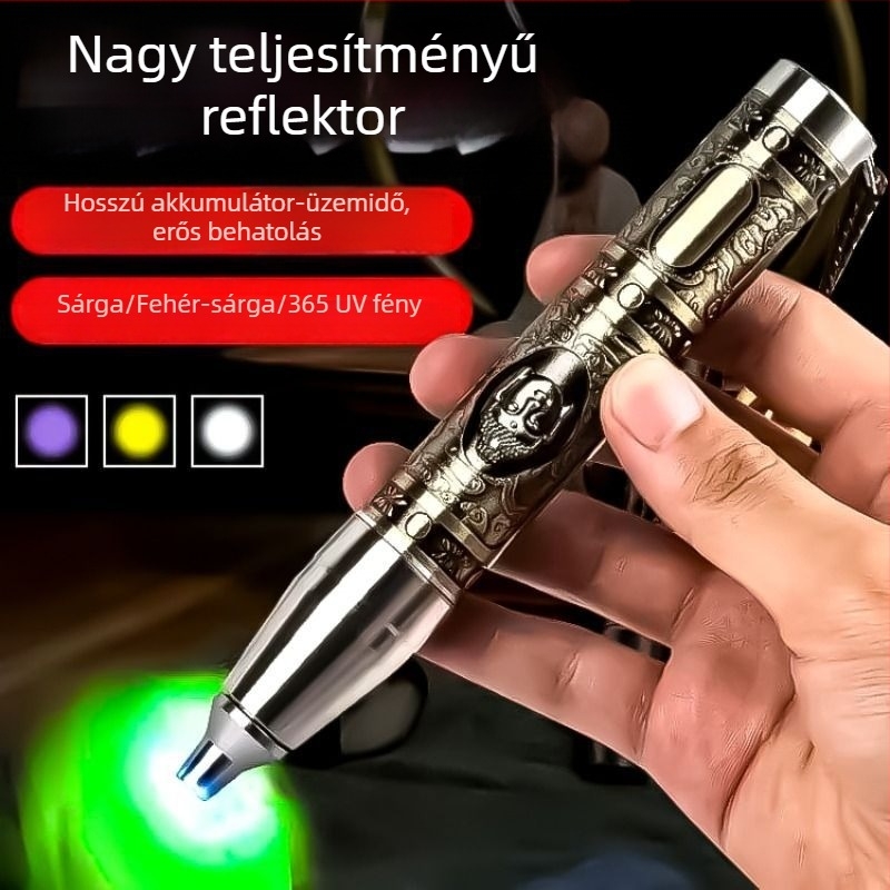 Jáde- és drágakő-azonosító zseblámpa – LED, alumínium ötvözet test, újratölthető 1200 mAh akkumulátor, 10 W, hatótávolság ≥500 m, többfunkciós értékelő eszköz
