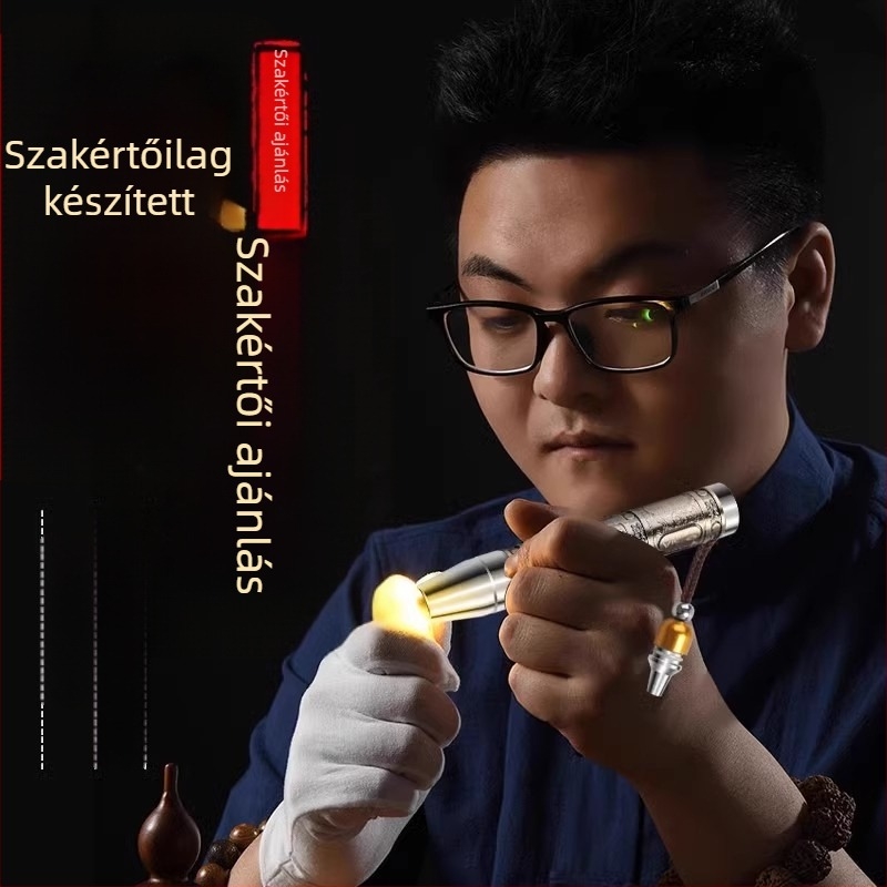 Jáde- és drágakő-azonosító zseblámpa – LED, alumínium ötvözet test, újratölthető 1200 mAh akkumulátor, 10 W, hatótávolság ≥500 m, többfunkciós értékelő eszköz