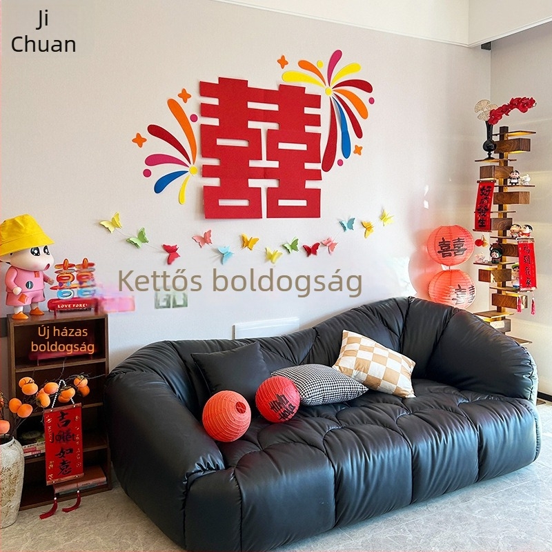Esküvői dekorációs készlet Dupla Boldogság karakterekkel a nászhelyiség díszítésére és az ajtó melletti fotóháttérhez (Anyag: Non-woven Fabric; Csomagolás: Opp Bag; Márka: Kikawa)