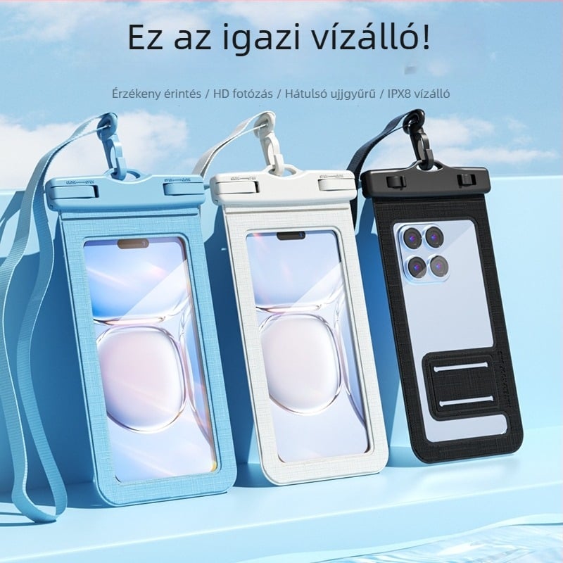 Telefon vízálló táska érintőképernyővel, zárható merülő tok, átlátszó porvédő PVC kültéri táska