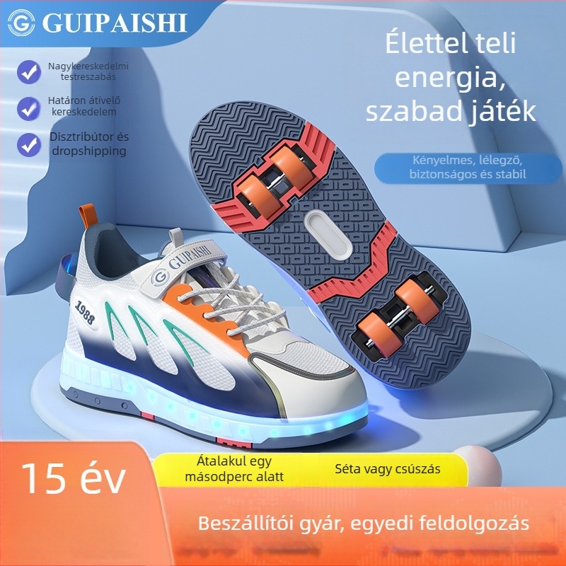 Gyerekeknek való roller cipő PU kerekekkel, uniszex, négykerekes kialakítás