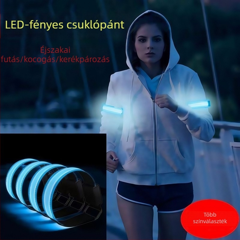 USB-töltésű LED világító sportkarkötő, vízálló, TPU fényvezető szalag, éjszakai futáshoz és kerékpározáshoz