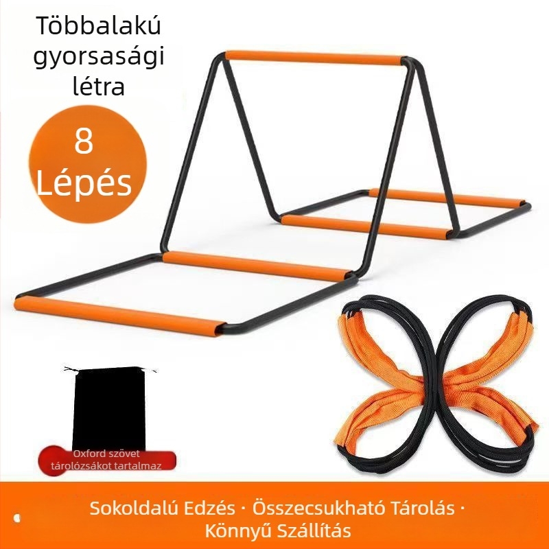 Összecsukható pillangó agility létra — szénacél + fonott kötél, edzőeszköz futballhoz és futáshoz