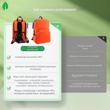 Felfújható vízálló túlélő hátizsák IPX8 légmentesen záró cipzárral, TPU anyag, minimalist stílus, kapacitás 2000