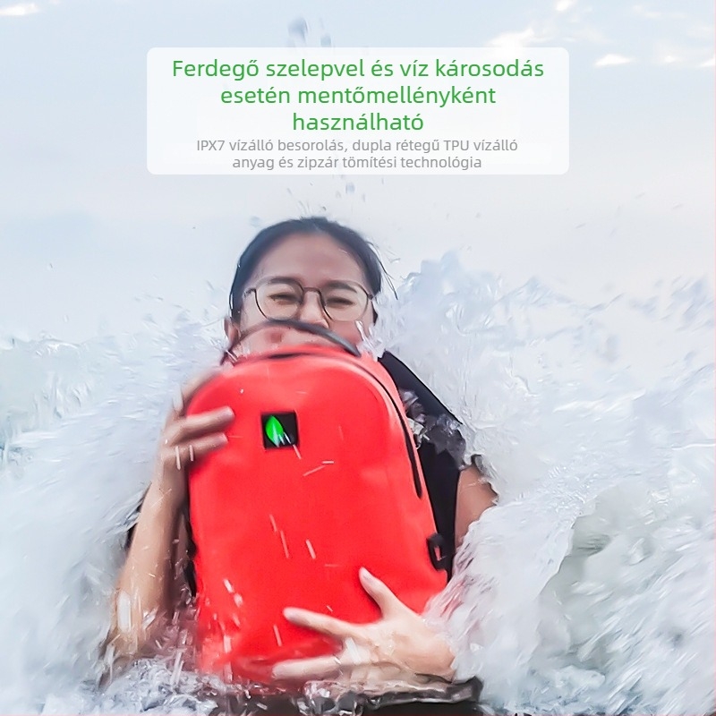 Felfújható vízálló túlélő hátizsák IPX8 légmentesen záró cipzárral, TPU anyag, minimalist stílus, kapacitás 2000