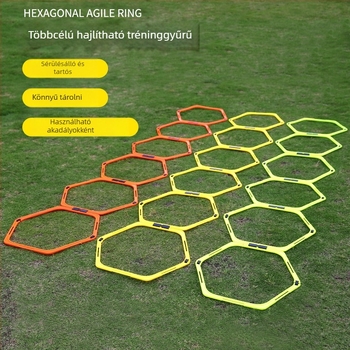 Összecsukható hexagonális edzőgyűrű futballhoz és kosárlabdához – ügyességi akadályokkal és csatokkal, PP anyag