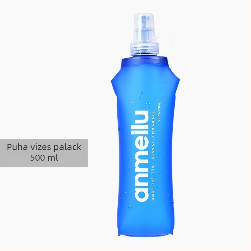 Anmei Road kültéri sportvíz táska, összecsukható puha TPU palack, 500 ml kapacitás, hidratálás maraton futáshoz, élelmiszer-minőség