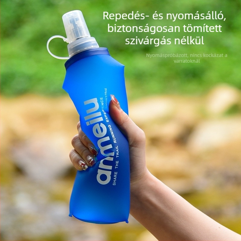Anmei Road kültéri sportvíz táska, összecsukható puha TPU palack, 500 ml kapacitás, hidratálás maraton futáshoz, élelmiszer-minőség