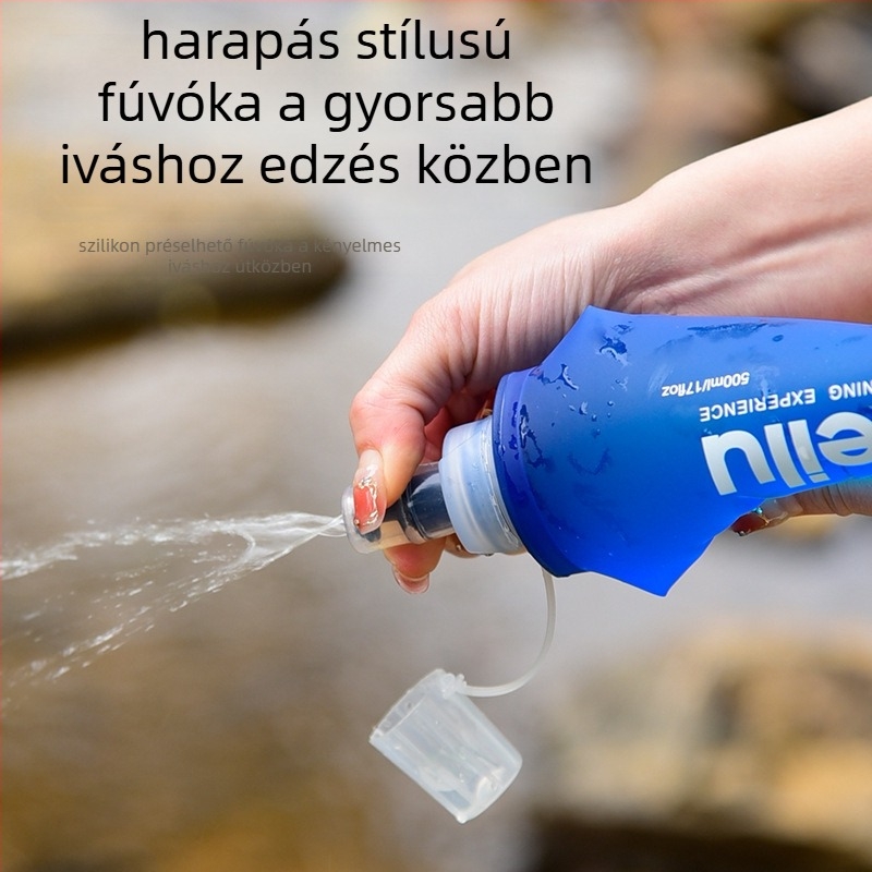 Anmei Road kültéri sportvíz táska, összecsukható puha TPU palack, 500 ml kapacitás, hidratálás maraton futáshoz, élelmiszer-minőség