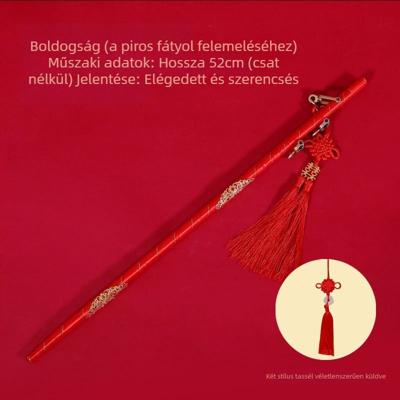 Kínai hímzéssel díszített menyasszonyi fátyol, kettős rétegű bojtokkal, textil anyagból, esküvői kiegészítő