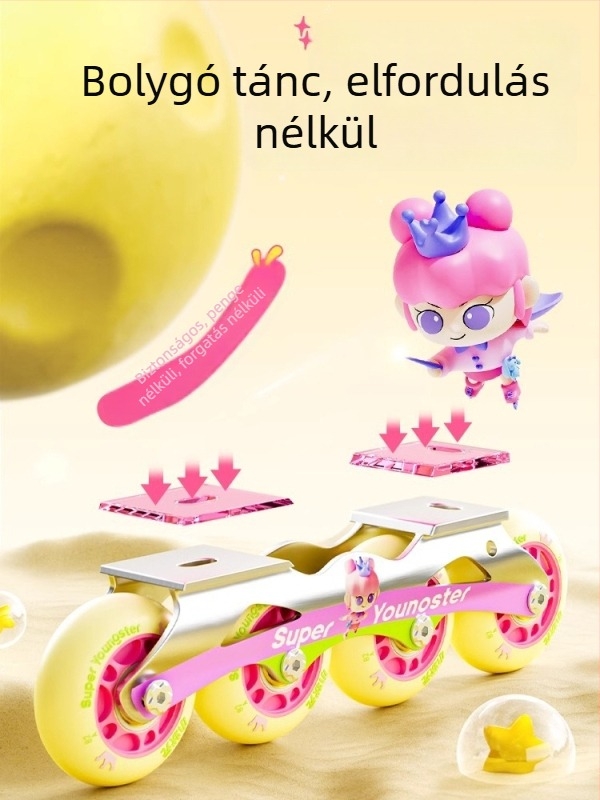 Gyermekek inline korcsolyák kezdőknek, egy darab váz, PU görgők, uniszex