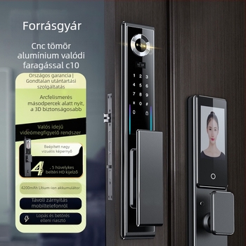 Okos zár ujjlenyomat- és 3D arcfelismeréssel, modell C10, kapacitás ujjlenyomatok 100, több mint 200k nyitás, beolvasási idő 0.01s