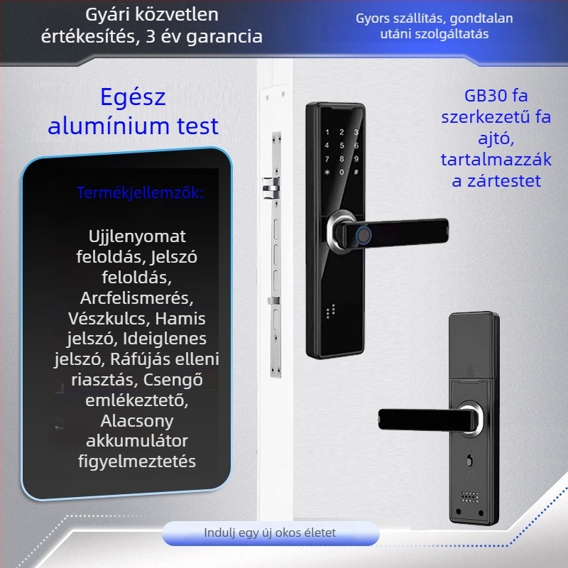 Okos zár ujjlenyomat- és 3D arcfelismeréssel, modell C10, kapacitás ujjlenyomatok 100, több mint 200k nyitás, beolvasási idő 0.01s