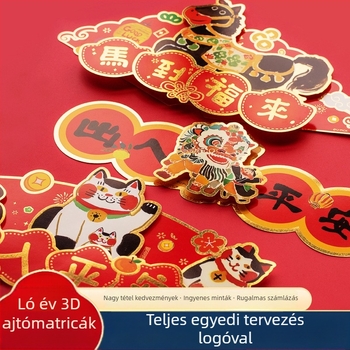 3D papír ajtómatrica – szerencse jel, ló éve, kínai stílus, nyomtatás, ajtódekoráció újévhez