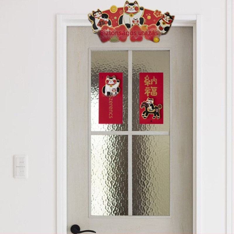3D papír ajtómatrica – szerencse jel, ló éve, kínai stílus, nyomtatás, ajtódekoráció újévhez