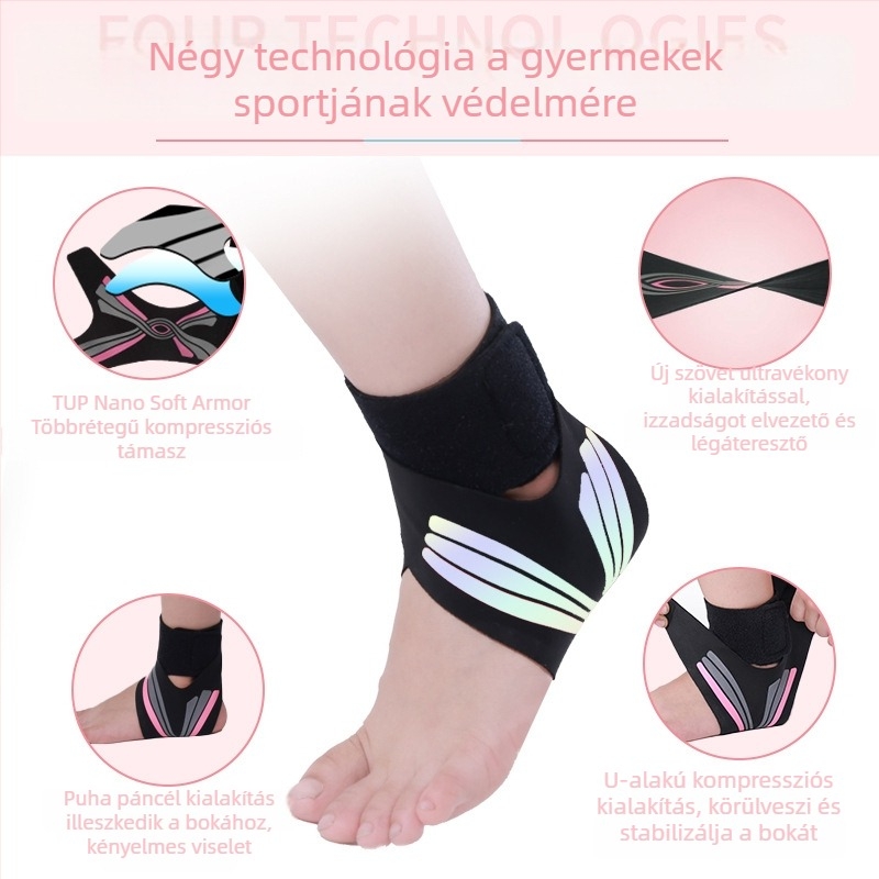 Gyerekeknek szóló boka protektor sprain elleni védelem - latex anyagú boka-támogatás görkorcsolyázáshoz, méret 25-35