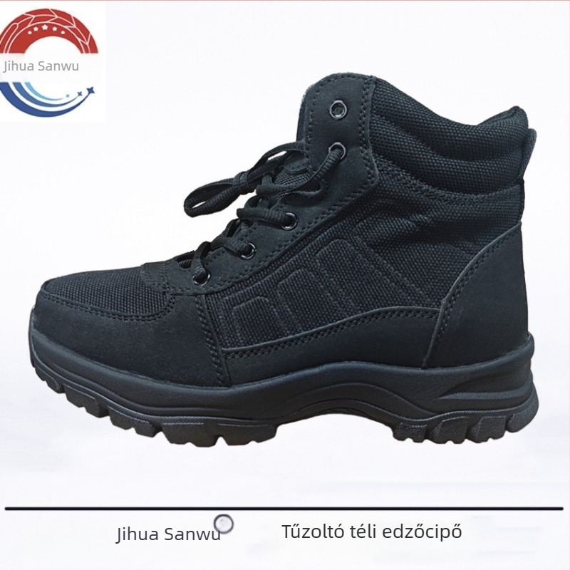 Tűzoltó téli edzőcipő - velúr magas szárú hóban melegen tartó cipő, uniszex, kód Fhx-17, Nylon anyag, márka Jihua 3535