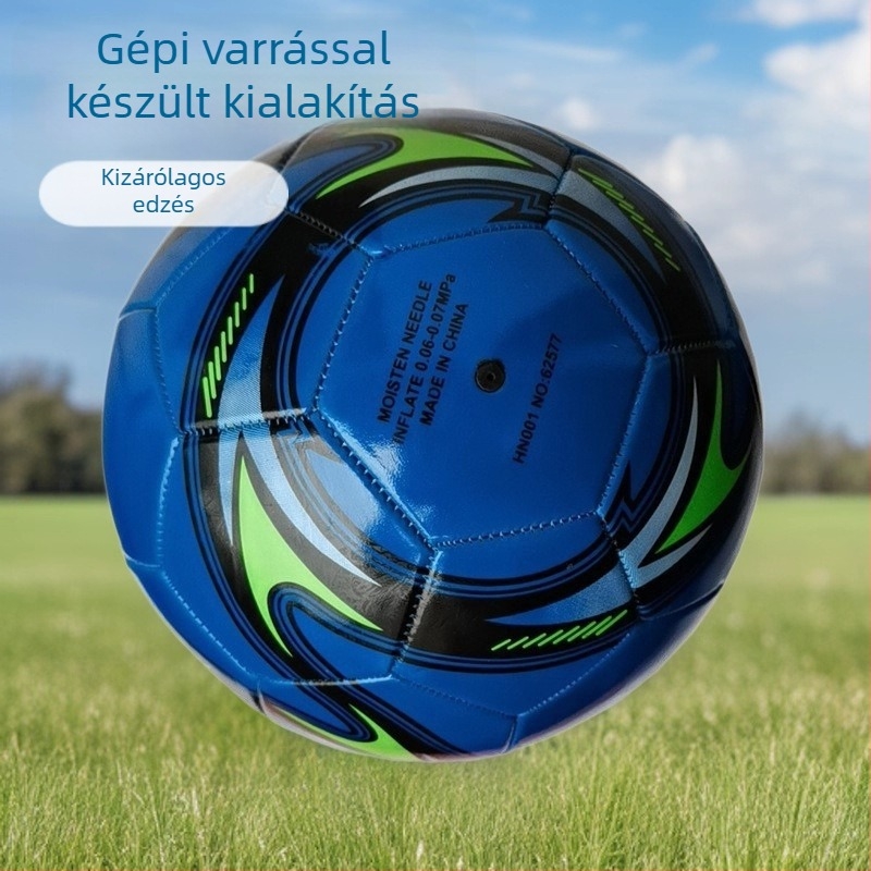 PU futball-labda, gépi varrással, vastagított konstrukció, edzésre és versenyre, logó testreszabás kampusz csapatok számára