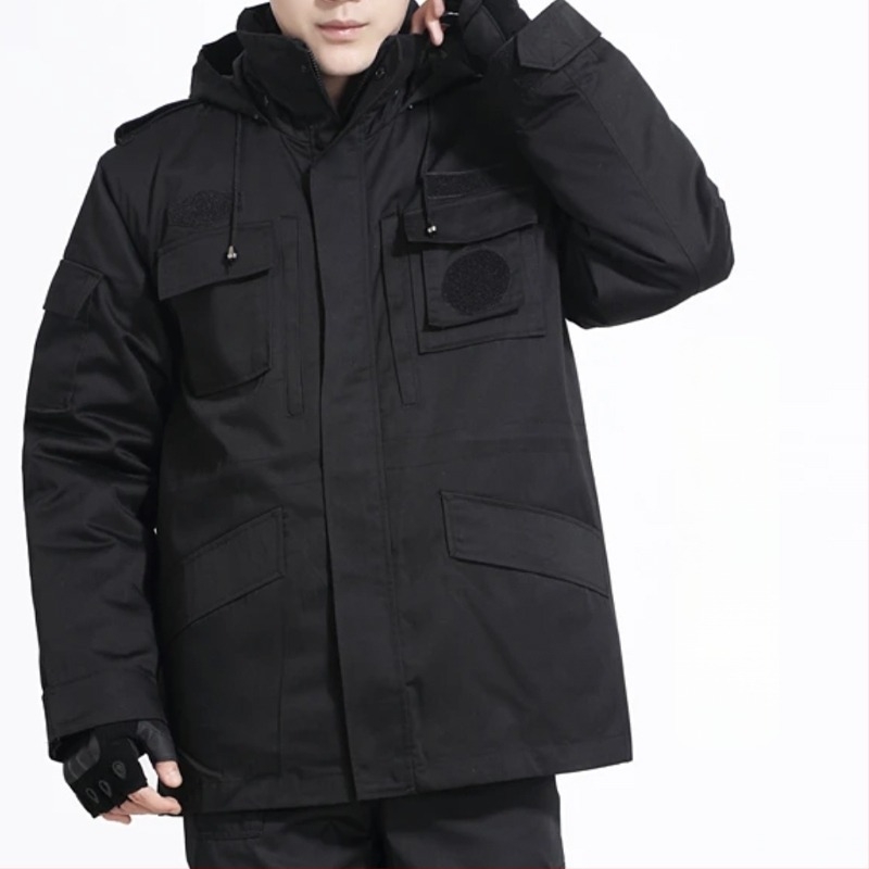 Férfi pamut téli kabát, megerősített szigetelés, külső anyag: twill nylon, bélés: pamut, biztonsági iparág számára