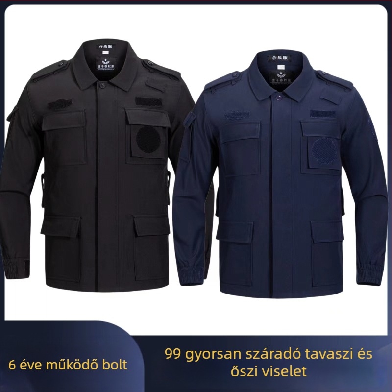 Férfi téli edzőruha biztonsági szolgálatra, fleece gyorsan száradó, pamut‑keverék anyag (80% pamut), férfi kosztüm