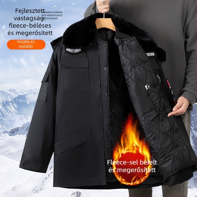 Férfi téli pamutkabát biztonsági egyenruhához — vastag bélés, vízálló, meleg a munka során