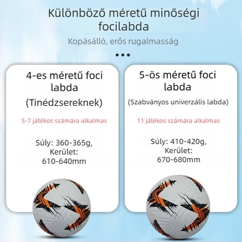 PU bőr futball-labda, méret 5, kültéri edzésre és mérkőzésekre – felnőtteknek