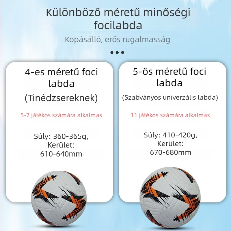 PU bőr futball-labda, méret 5, kültéri edzésre és mérkőzésekre – felnőtteknek