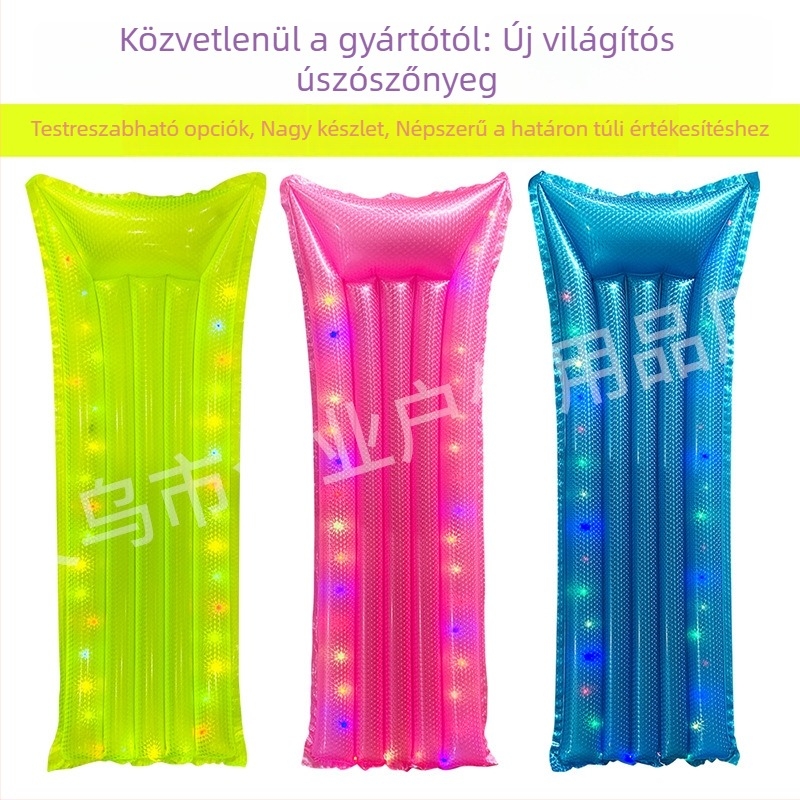 PVC repedésálló, felfújható vízi loungefüggőággyal LED világítással, összecsukható, felnőtteknek