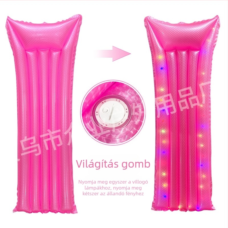 PVC repedésálló, felfújható vízi loungefüggőággyal LED világítással, összecsukható, felnőtteknek