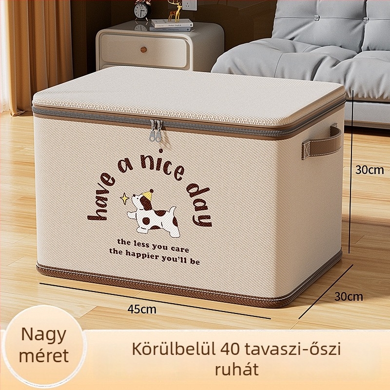 Zárható ruhatároló doboz, nem szőtt anyagból, 40-50 L kapacitás, összecsukható, hordozható