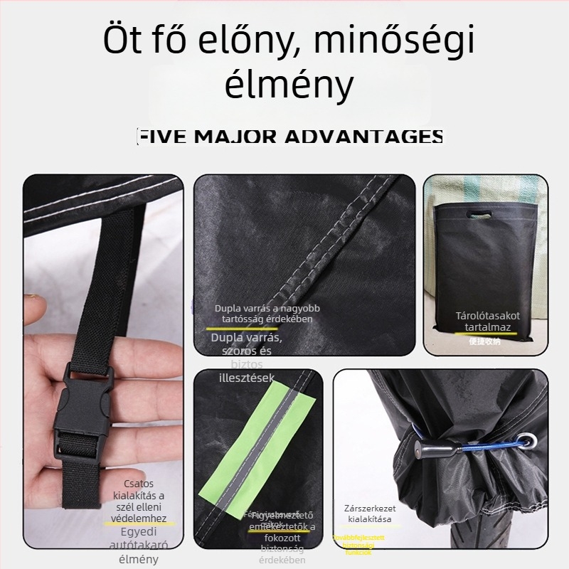 Universális motorkerékpárfedél, eső- és UV-védelem, vastagabb porvédő réteg, alumínium-fólia anyagú