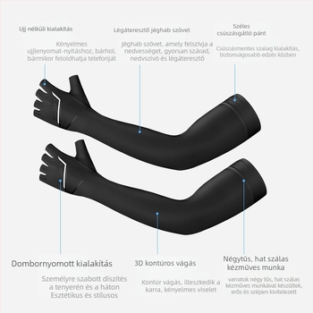 Kültéri sportokra készült Ice Silk karvédő, UV védelem, lélegző, hüvelykujj-nyílással és szilikon csúszásmentes éllel