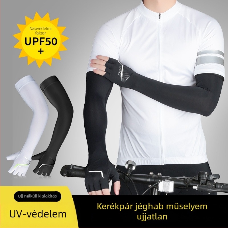 Kültéri sportokra készült Ice Silk karvédő, UV védelem, lélegző, hüvelykujj-nyílással és szilikon csúszásmentes éllel