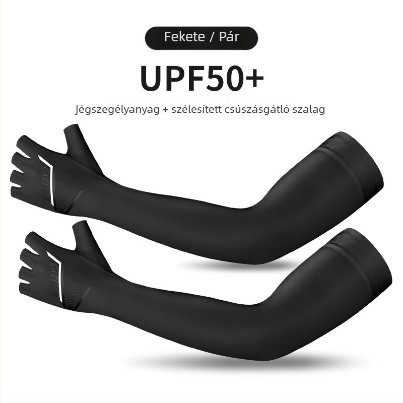 Kültéri sportokra készült Ice Silk karvédő, UV védelem, lélegző, hüvelykujj-nyílással és szilikon csúszásmentes éllel