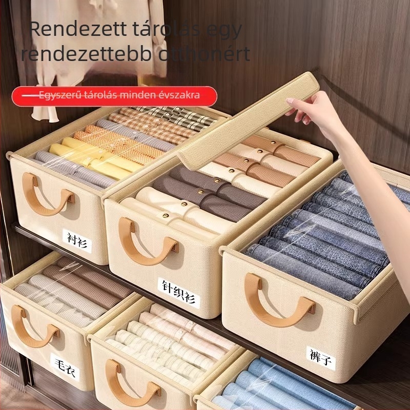 Fedéllel ellátott tároló doboz otthoni használatra; textil anyag; kapacitás 5–10 L; hordozható; por- és nedvességálló