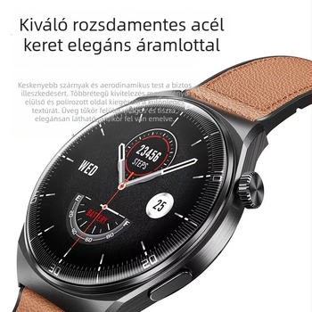 Okosóra valódi bőr szíjjal, AMOLED kijelző, oxigén a vérben monitorozás, pulzusmérés és vérnyomásmérés