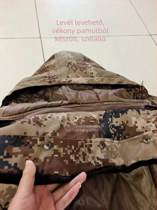Kamuflált katonai poliészter kabát - Anyag: Poliészter, Meleg, Téli szezon, Uniszex, Felnőttek