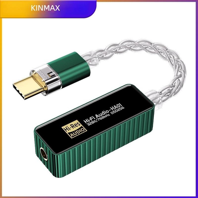 HiFi DAC és fejhallgató-amp 3,5 mm és USB-C‑hez, hordozható hangkártya ezüstbevonatos rézmaggal