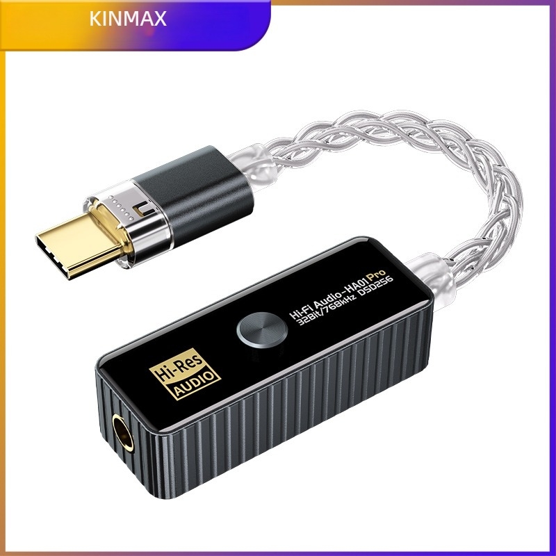 HiFi DAC és fejhallgató-amp 3,5 mm és USB-C‑hez, hordozható hangkártya ezüstbevonatos rézmaggal