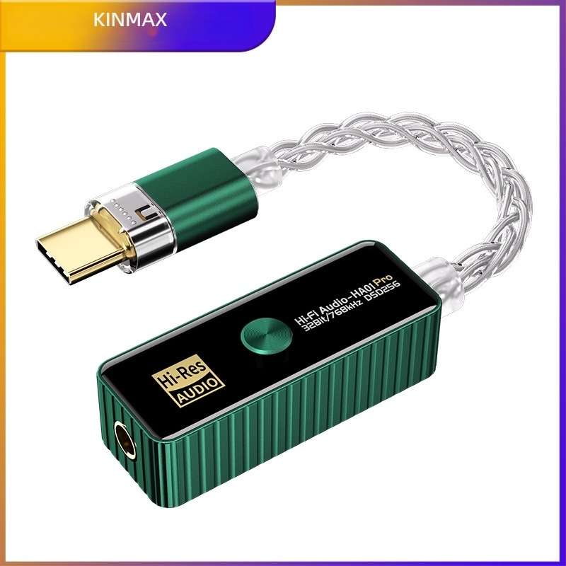 HiFi DAC és fejhallgató-amp 3,5 mm és USB-C‑hez, hordozható hangkártya ezüstbevonatos rézmaggal