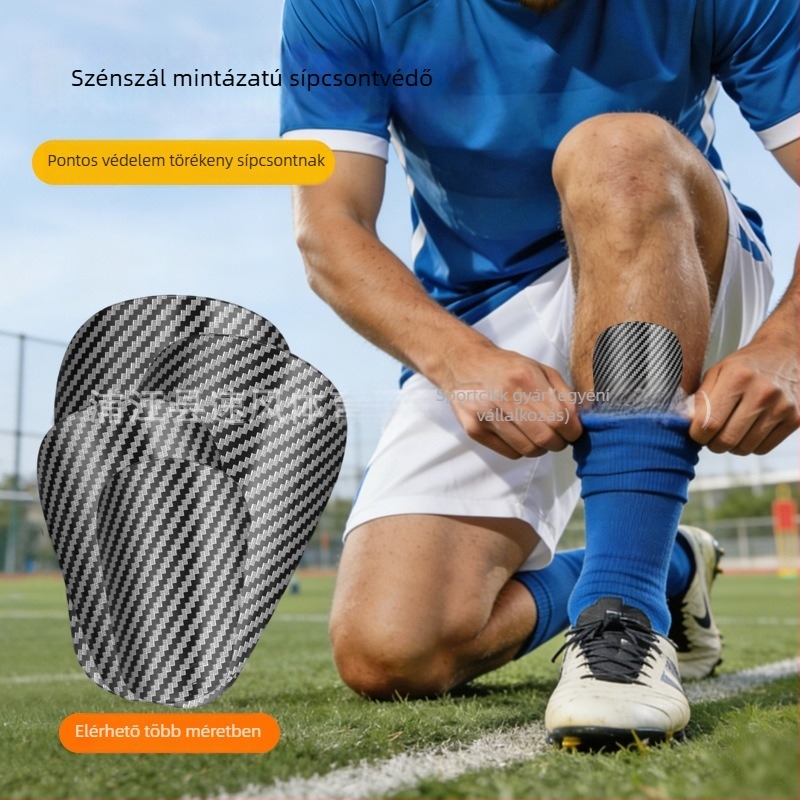 Sípcsontvédő karbon szövet mintával, műanyagból, HTB46, Naili, futballhoz