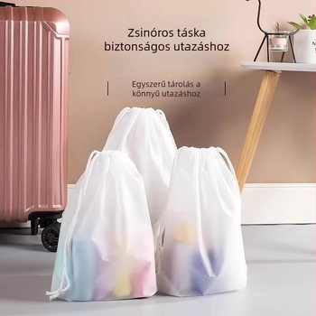 Cipő- és utazási ruhatároló táska húzókötéllel, átlátszó, vízálló és porálló, kocka alakú