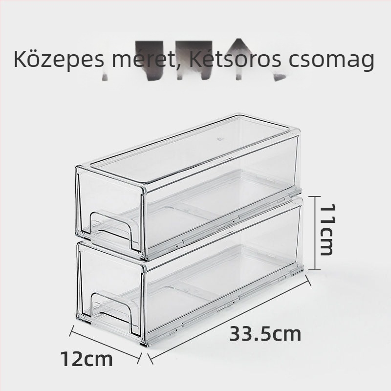 Asztali tároló doboz átlátszó PET-ből, kihúzható kialakítás, kapacitás 10, falra szerelhető furás nélkül