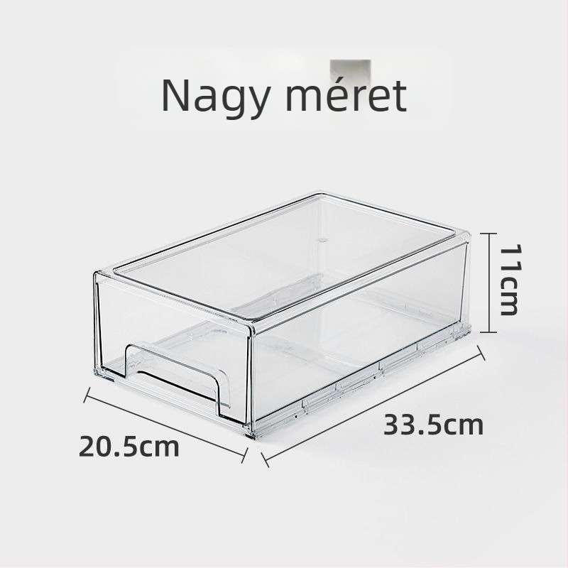 Asztali tároló doboz átlátszó PET-ből, kihúzható kialakítás, kapacitás 10, falra szerelhető furás nélkül
