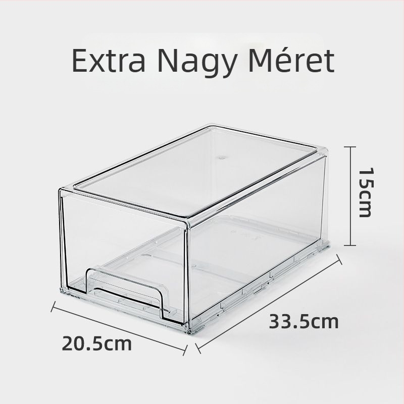 Asztali tároló doboz átlátszó PET-ből, kihúzható kialakítás, kapacitás 10, falra szerelhető furás nélkül