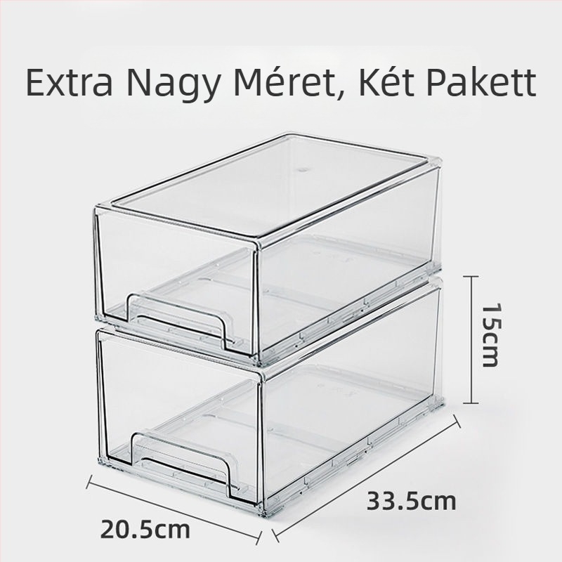 Asztali tároló doboz átlátszó PET-ből, kihúzható kialakítás, kapacitás 10, falra szerelhető furás nélkül