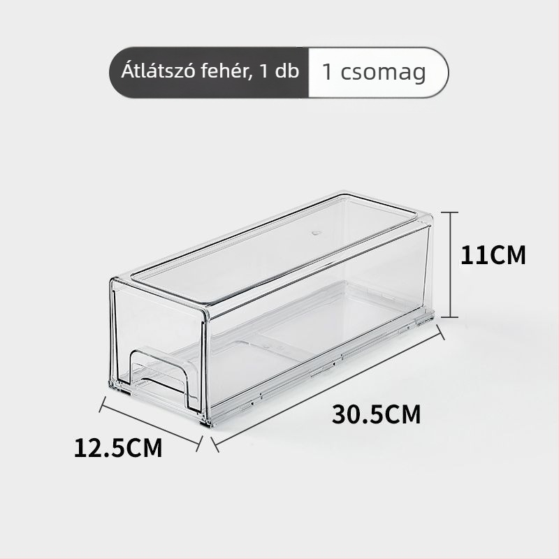 Asztali tároló doboz átlátszó PET-ből, kihúzható kialakítás, kapacitás 10, falra szerelhető furás nélkül